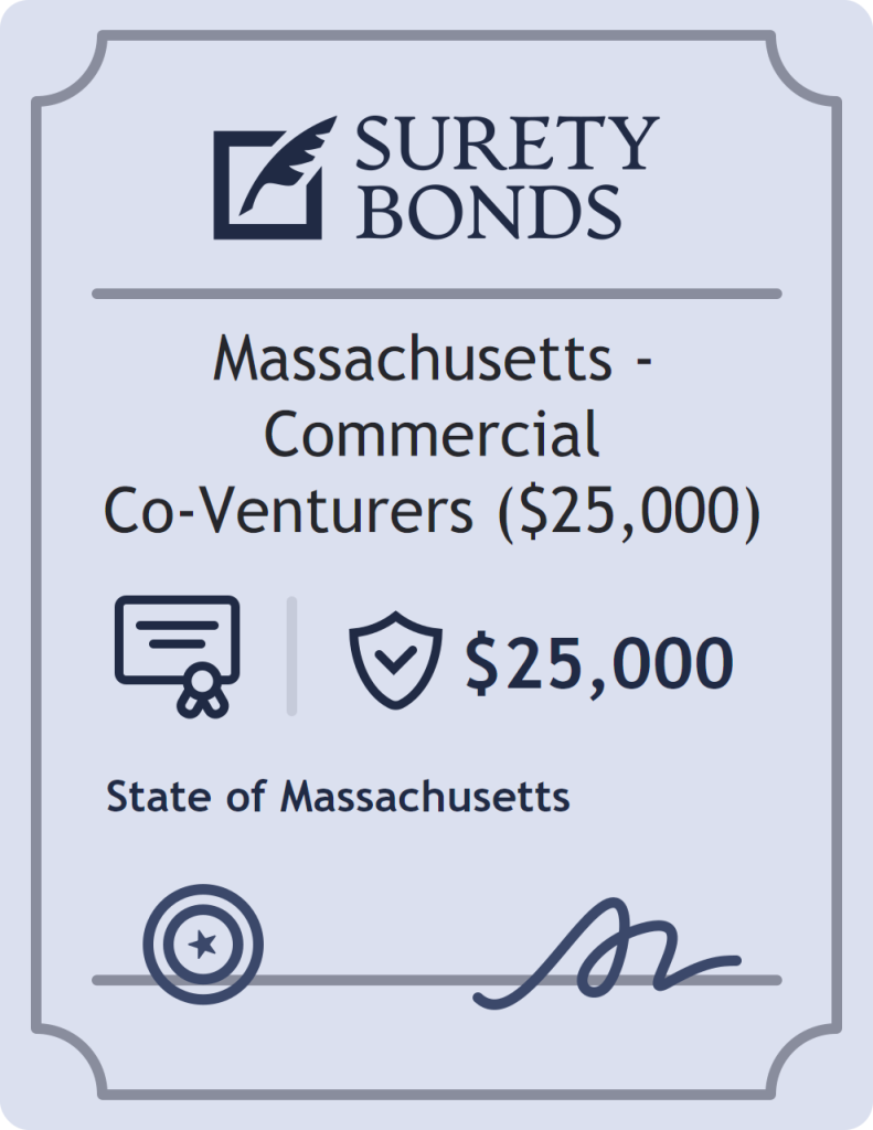 Surety bond badge for Massachusetts - Commercial Co-Venturers ($25,000)