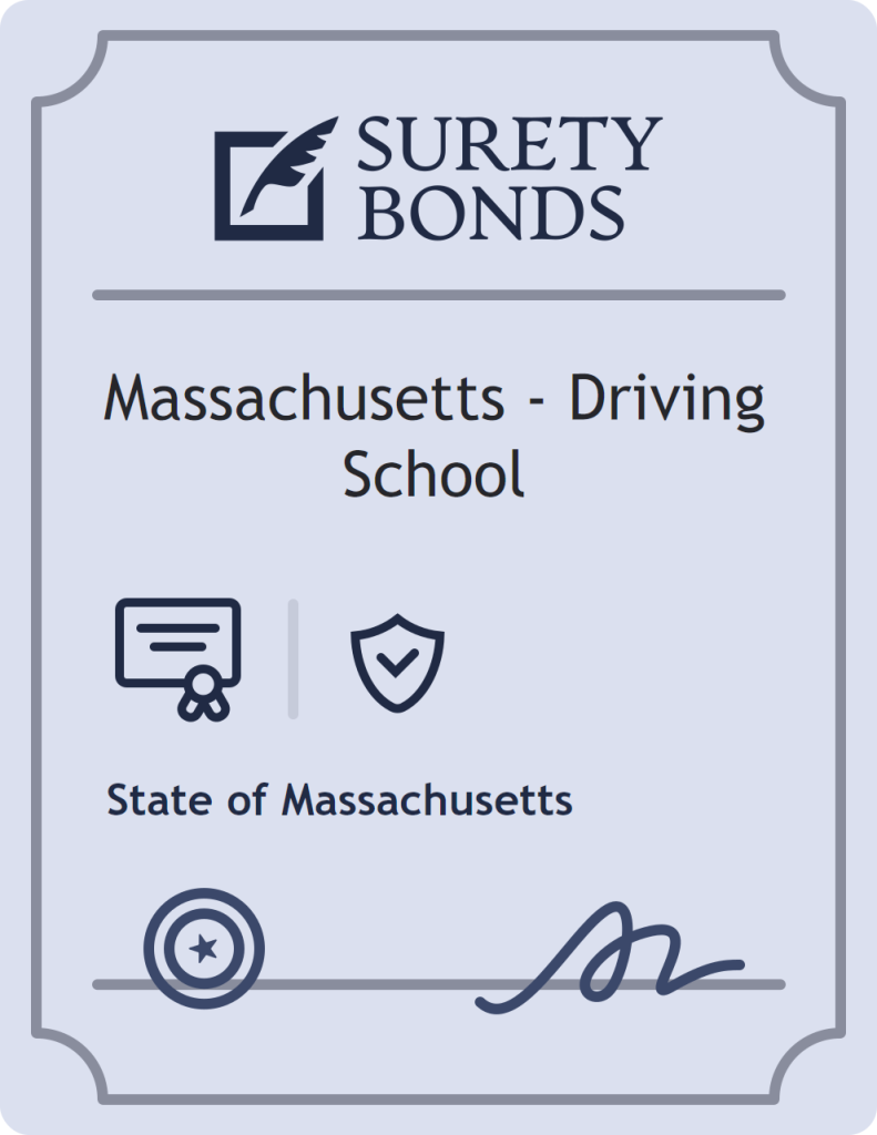 Surety bond badge for Massachusetts - Driving School