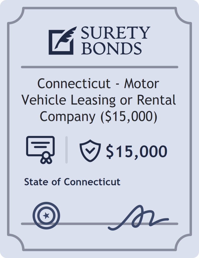 Surety bond badge for Connecticut - Motor Vehicle Leasing or Rental Company ($15,000)