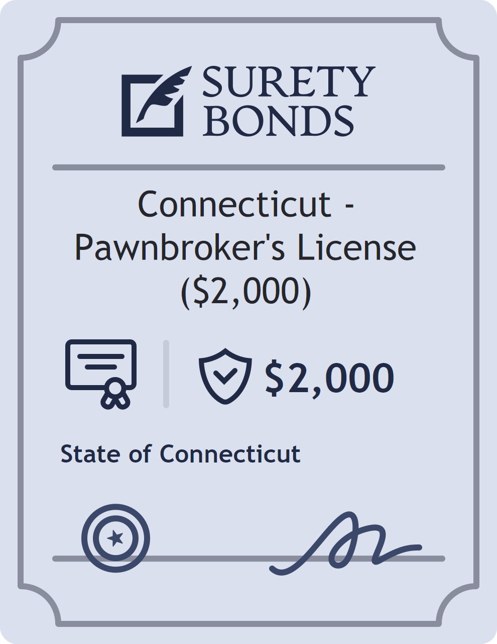 Surety bond badge for Connecticut - Pawnbroker's License ($2,000)