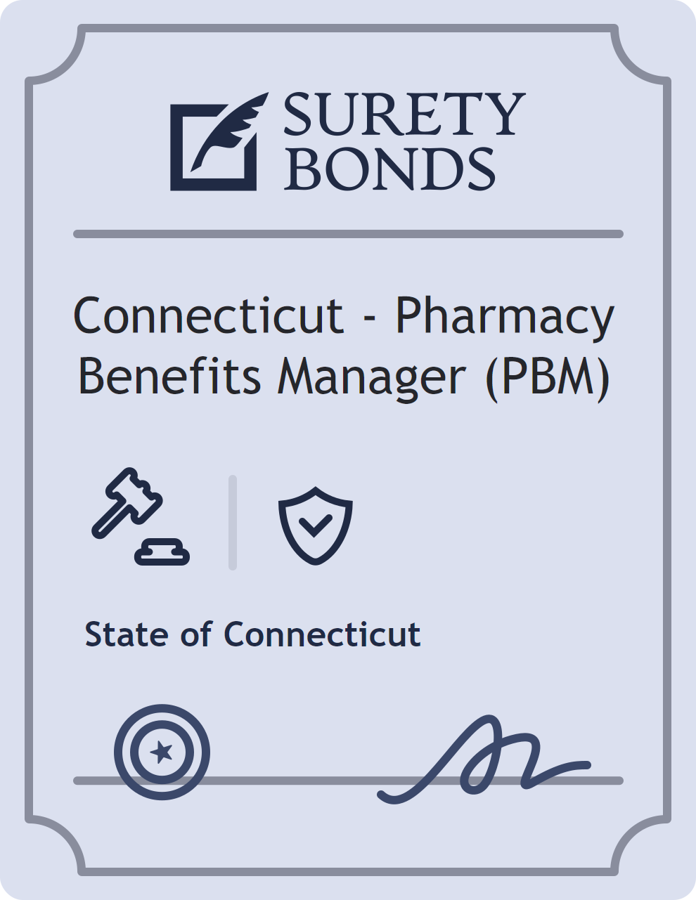 Surety bond badge for Connecticut - Pharmacy Benefits Manager (PBM)