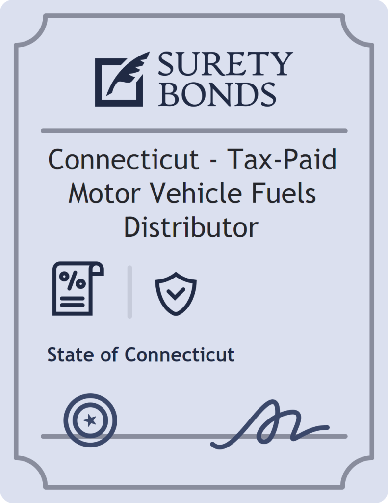 Surety bond badge for Connecticut - Tax-Paid Motor Vehicle Fuels Distributor