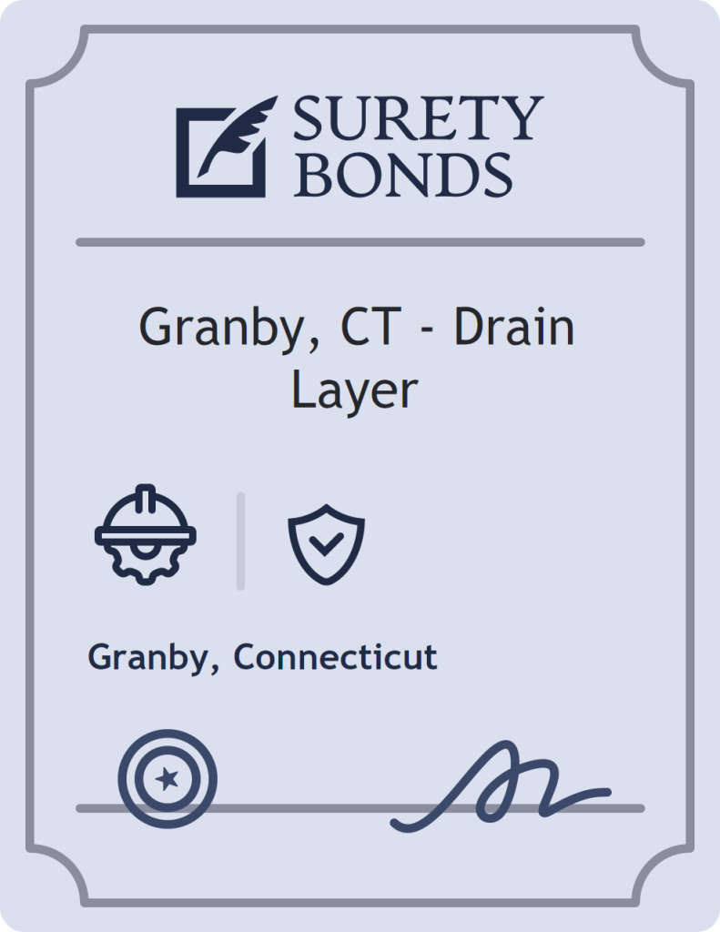 Surety bond badge for Granby, CT - Drain Layer