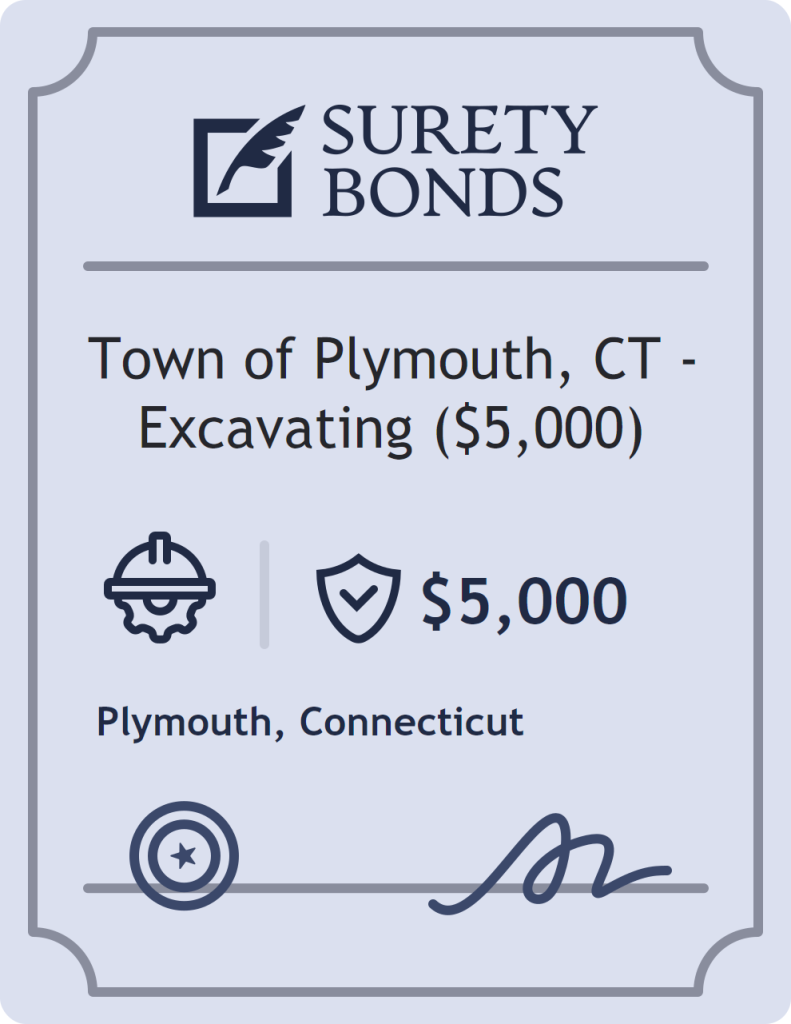 Surety bond badge for Town of Plymouth, CT - Excavating ($5,000)