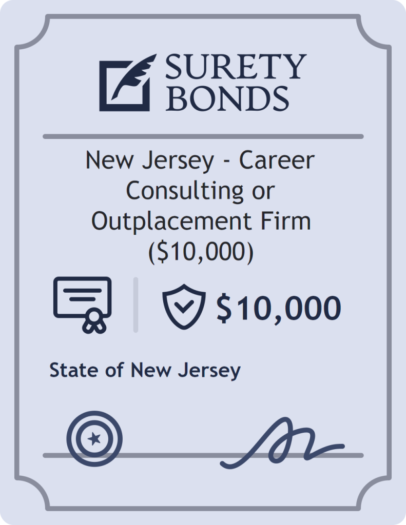Surety bond badge for New Jersey - Career Consulting or Outplacement Firm ($10,000)