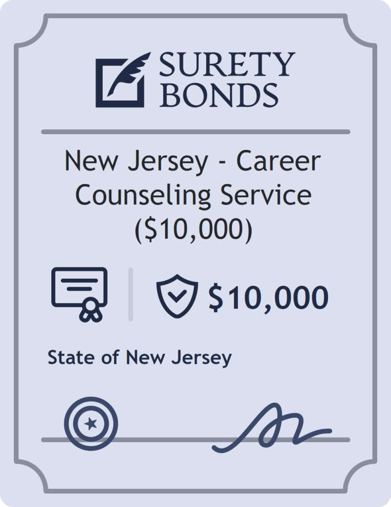 Surety bond badge for New Jersey - Career Counseling Service ($10,000)