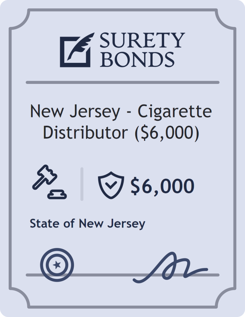 Surety bond badge for New Jersey - Cigarette Distributor ($6,000)