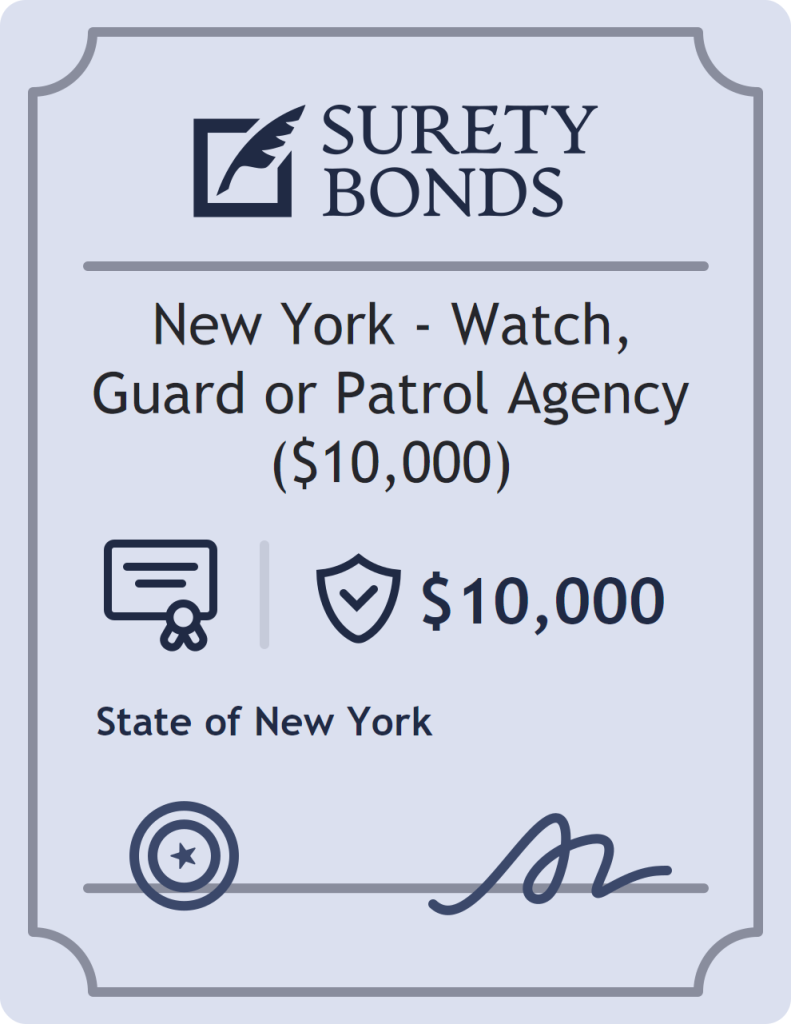 Surety bond badge for New York - Watch, Guard or Patrol Agency ($10,000)
