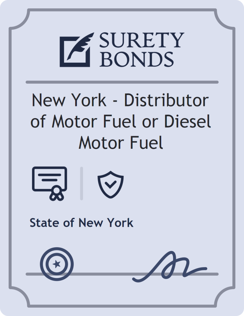 Surety bond badge for New York - Distributor of Motor Fuel or Diesel Motor Fuel