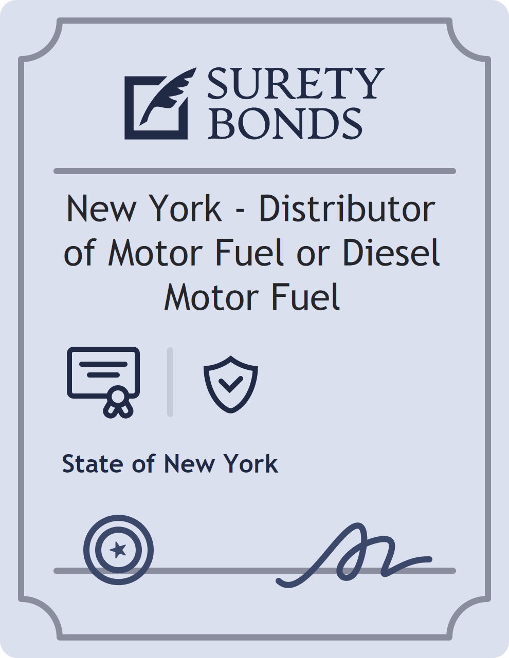 Surety bond badge for New York - Distributor of Motor Fuel or Diesel Motor Fuel