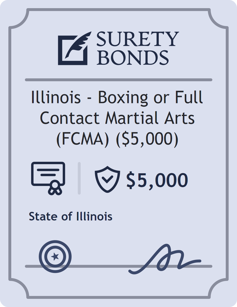 Surety bond badge for Illinois - Boxing or Full Contact Martial Arts (FCMA) ($5,000)