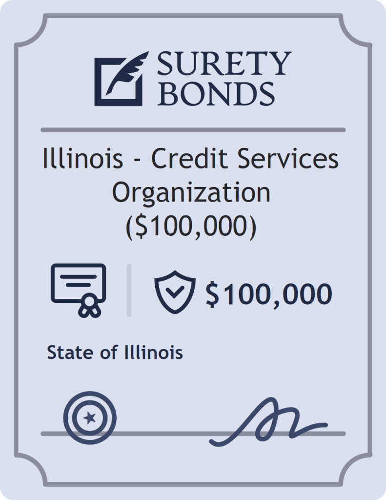 Surety bond badge for Illinois - Credit Services Organization ($100,000)