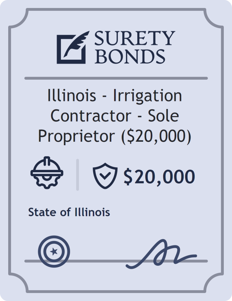 Surety bond badge for Illinois - Irrigation Contractor - Sole Proprietor ($20,000)