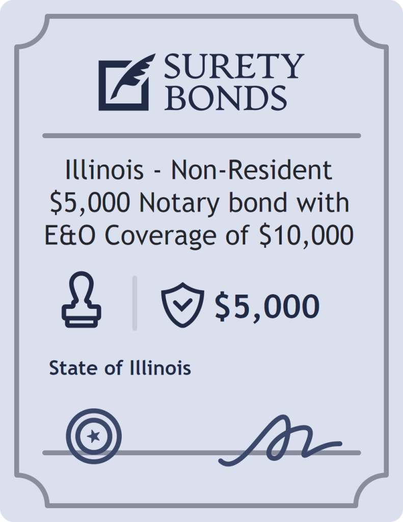 Surety bond badge for Illinois - Non-Resident $5,000 Notary bond with E&O Coverage of $10,000