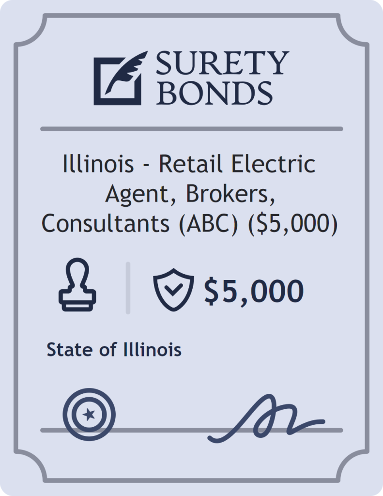Surety bond badge for Illinois - Retail Electric Agent, Brokers, Consultants (ABC) ($5,000)