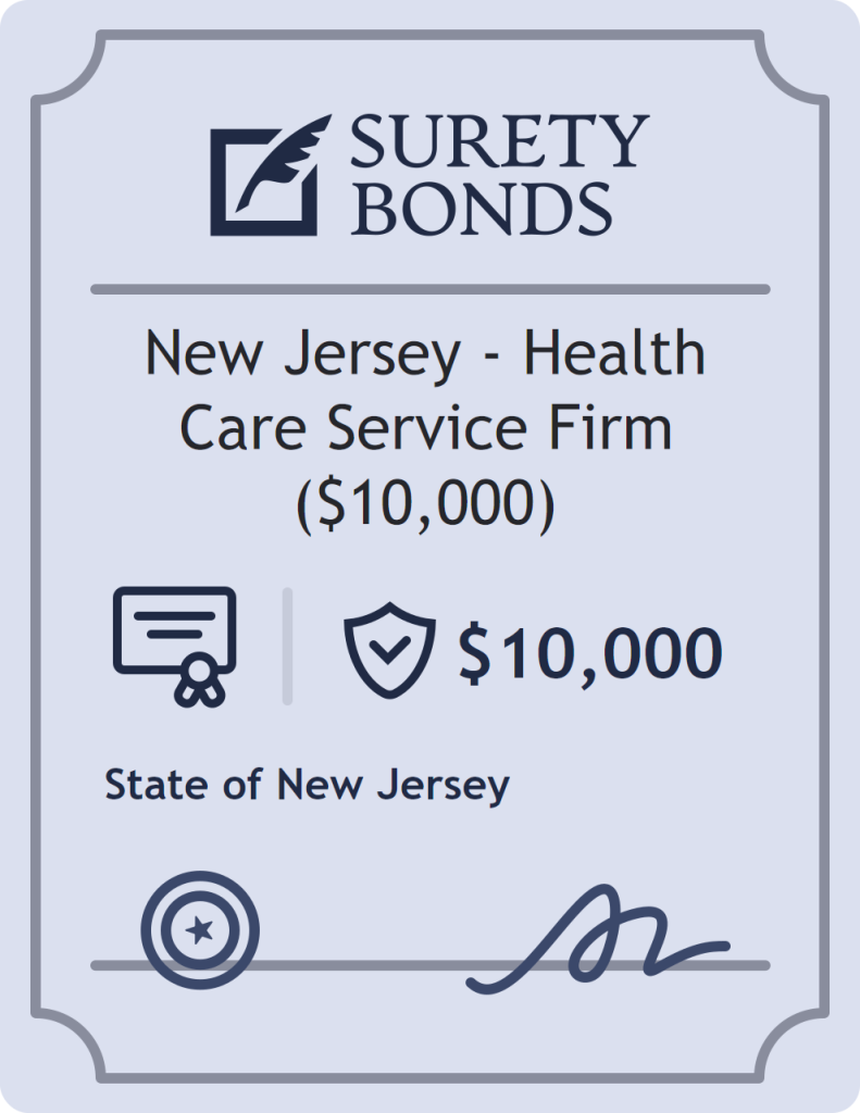 Surety bond badge for New Jersey - Health Care Service Firm ($10,000)