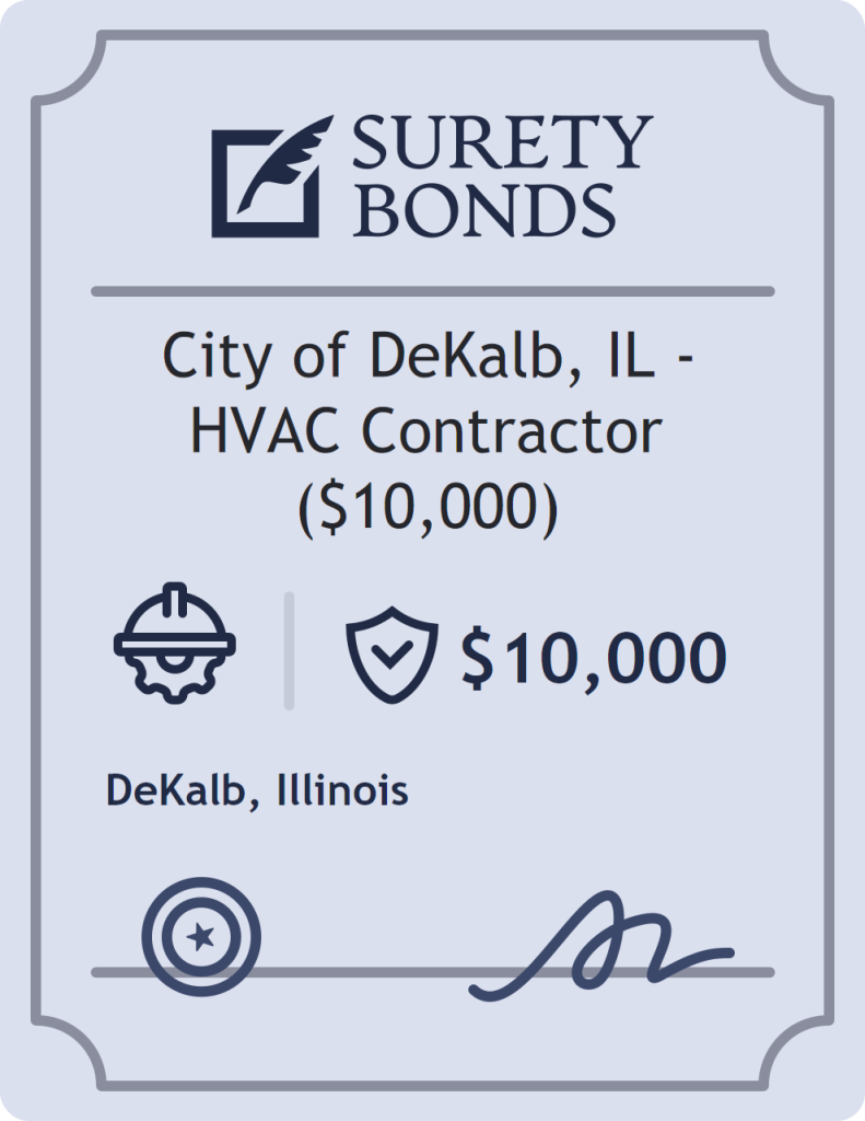Surety bond badge for City of DeKalb, IL - HVAC Contractor ($10,000)