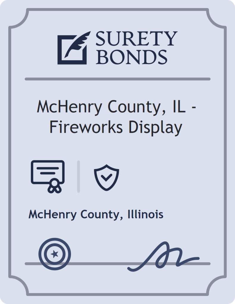 Surety bond badge for McHenry County, IL - Fireworks Display