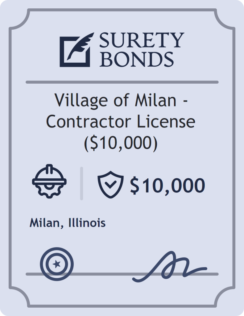 Surety bond badge for Village of Milan - Contractor License ($10,000)
