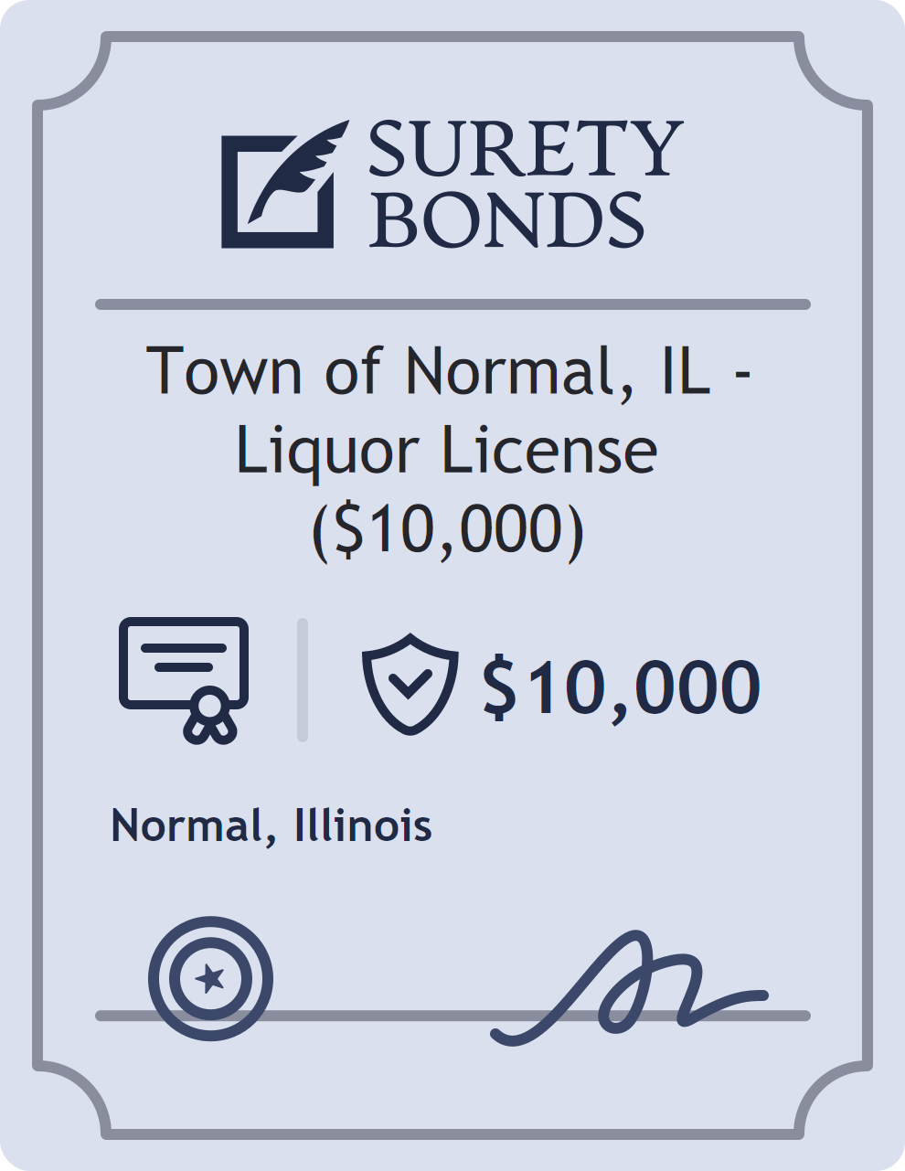 Surety bond badge for Town of Normal, IL - Liquor License ($10,000)