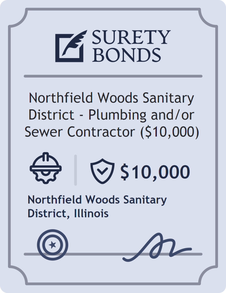 Surety bond badge for Northfield Woods Sanitary District - Plumbing and/or Sewer Contractor ($10,000)