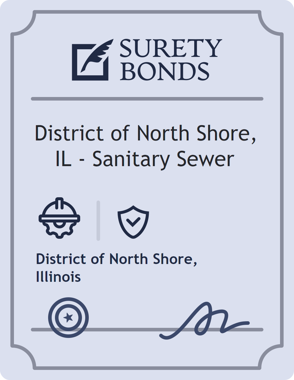 Surety bond badge for District of North Shore, IL - Sanitary Sewer