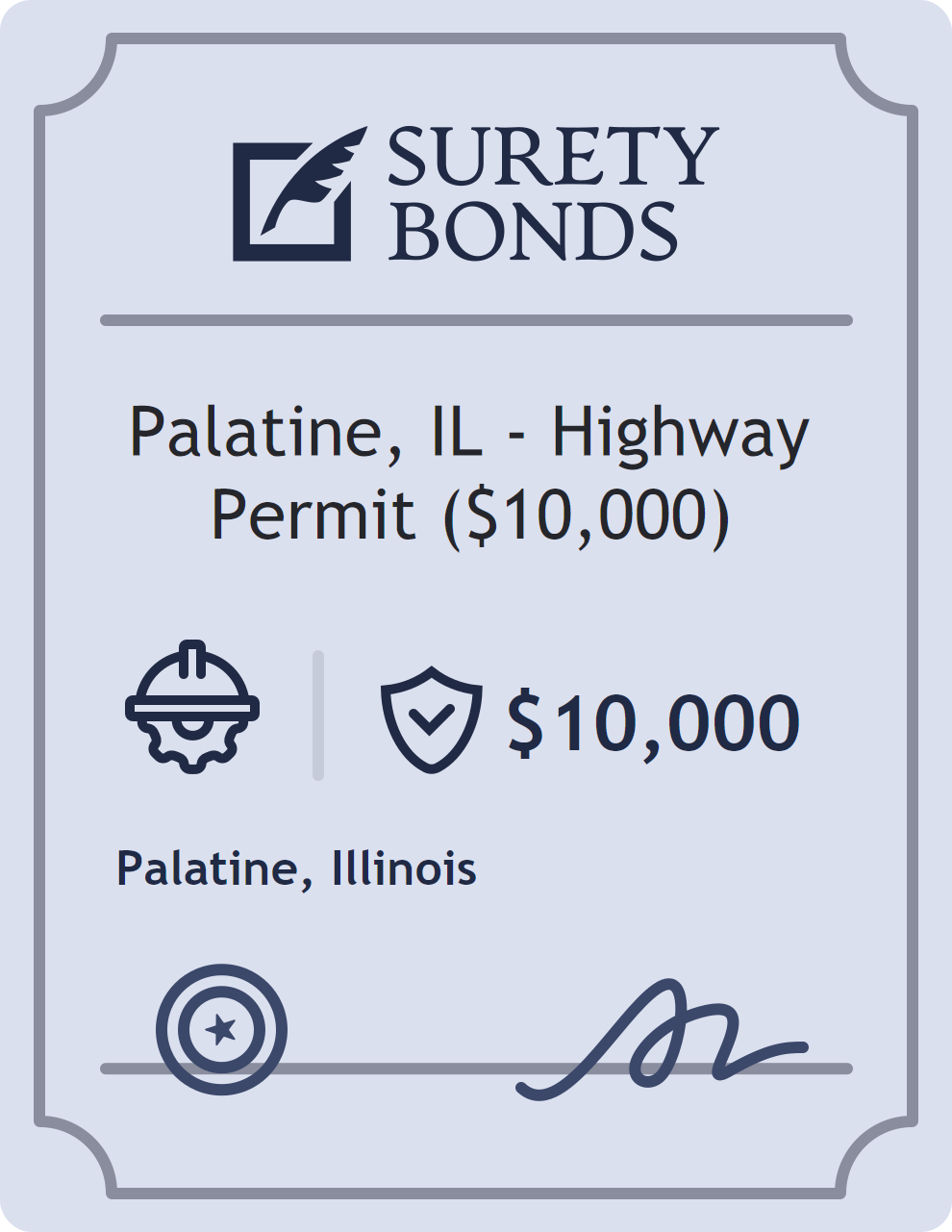 Surety bond badge for Palatine, IL - Highway Permit ($10,000)