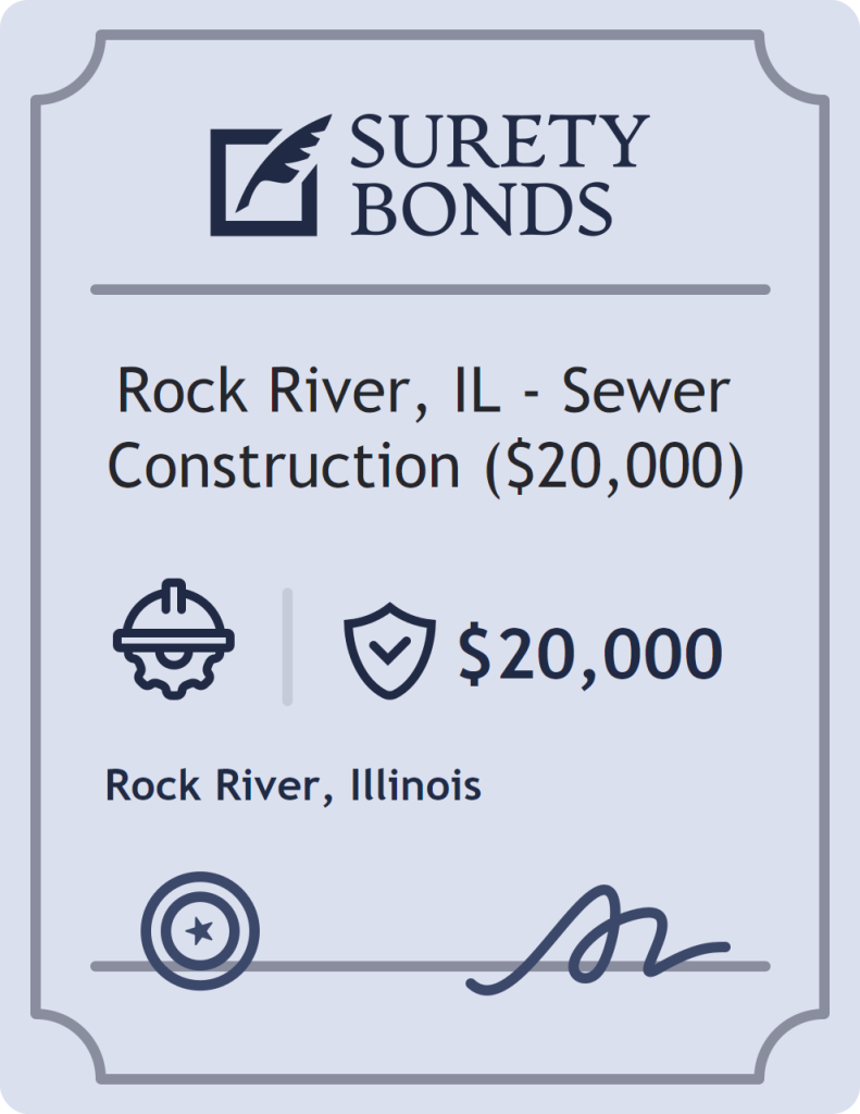 Surety bond badge for Rock River, IL - Sewer Construction ($20,000)