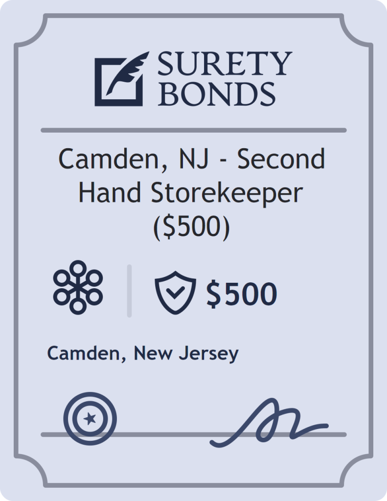 Surety bond badge for Camden, NJ - Second Hand Storekeeper ($500)