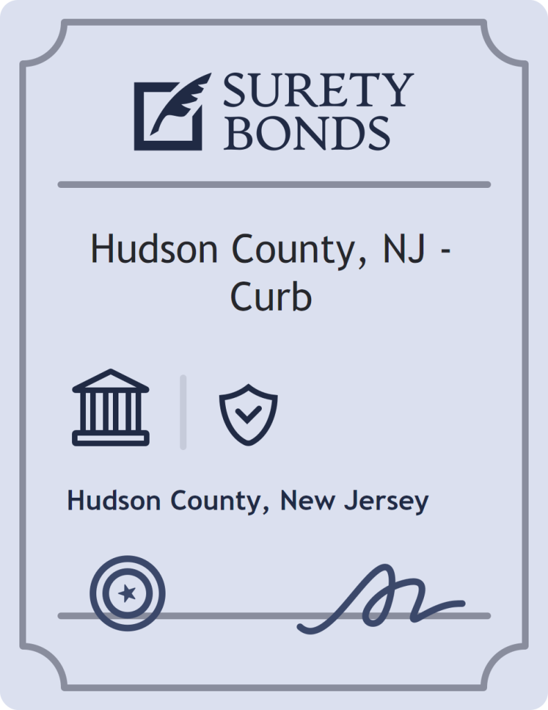 Surety bond badge for Hudson County, NJ - Curb