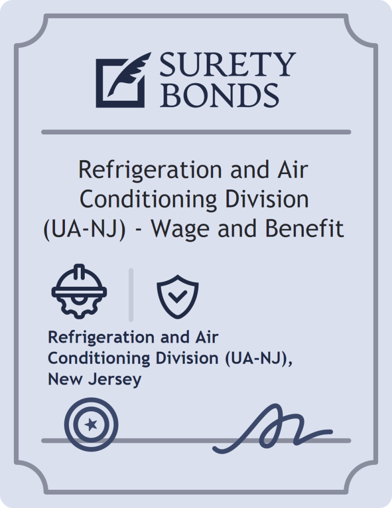 Surety bond badge for Refrigeration and Air Conditioning Division (UA-NJ) - Wage and Benefit