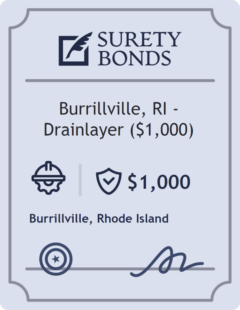 Surety bond badge for Burrillville, RI - Drainlayer ($1,000)