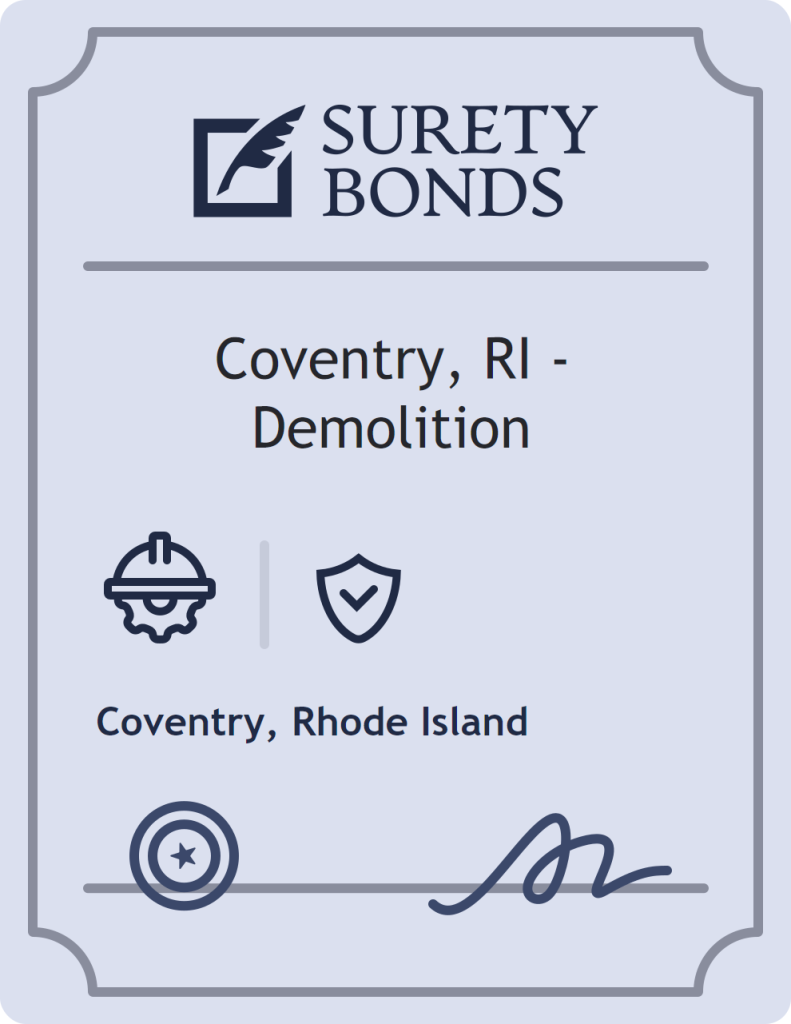 Surety bond badge for Coventry, RI - Demolition
