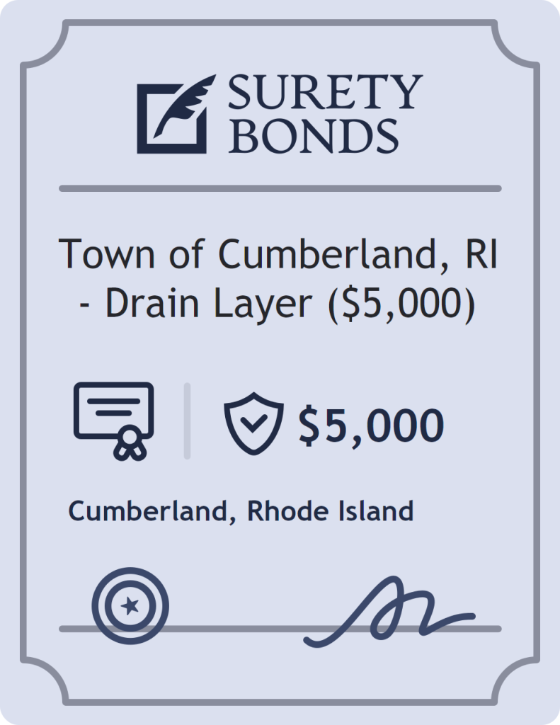 Surety bond badge for Town of Cumberland, RI - Drain Layer ($5,000)