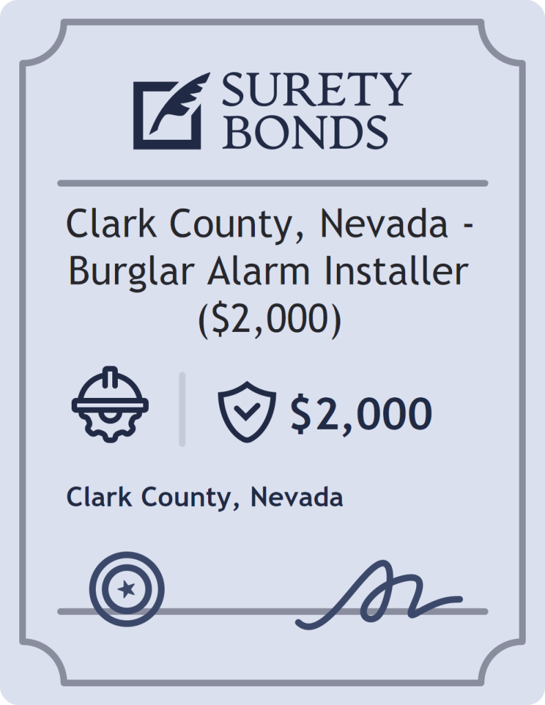 Surety bond badge for Clark County, Nevada - Burglar Alarm Installer ($2,000)