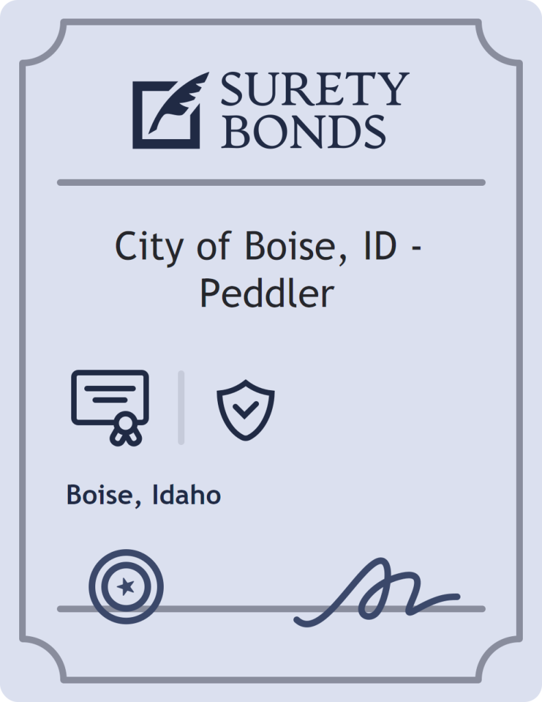 Surety bond badge for City of Boise, ID - Peddler