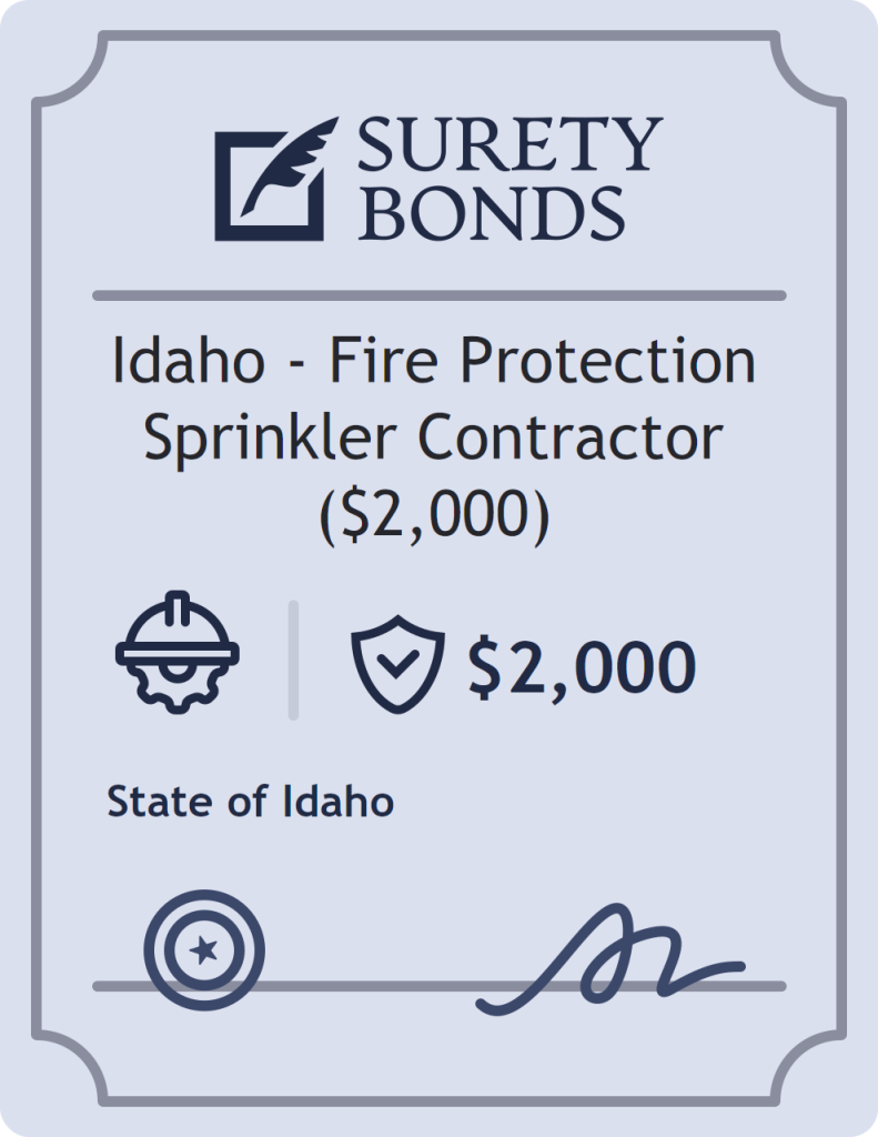 Surety bond badge for Idaho - Fire Protection Sprinkler Contractor ($2,000)