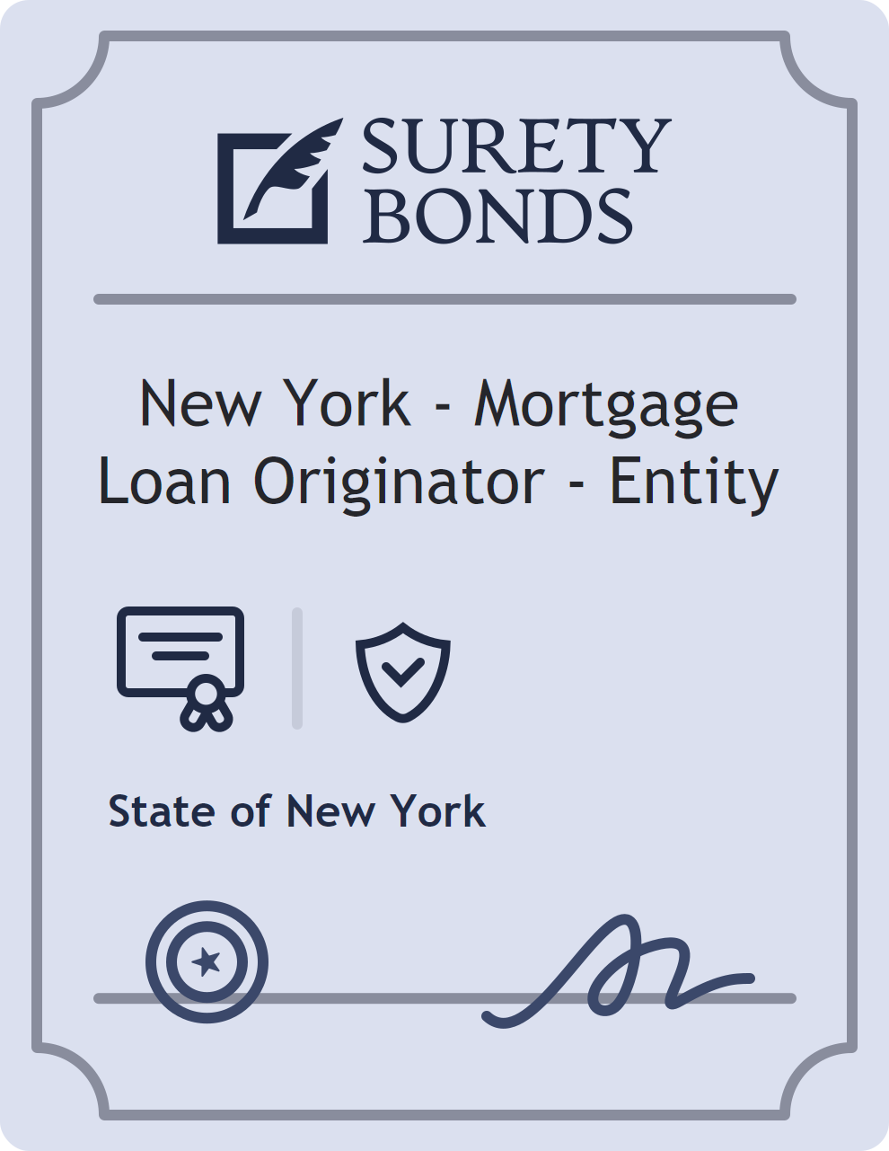 Surety bond badge for New York - Mortgage Loan Originator - Entity