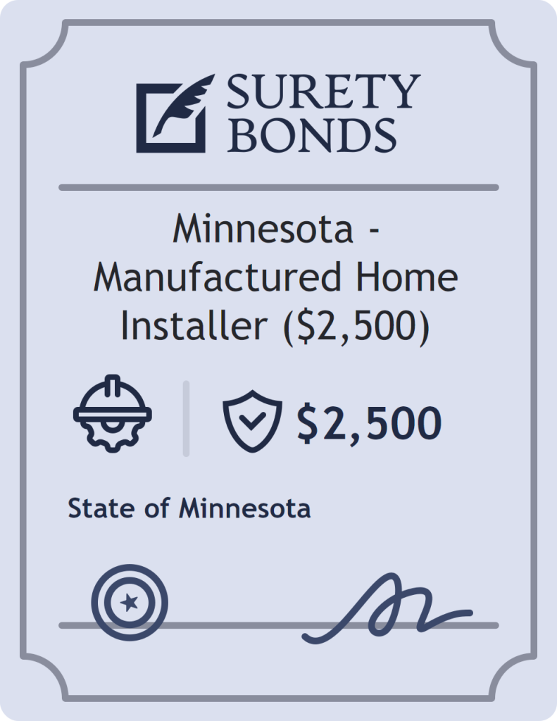 Surety bond badge for Minnesota - Manufactured Home Installer ($2,500)