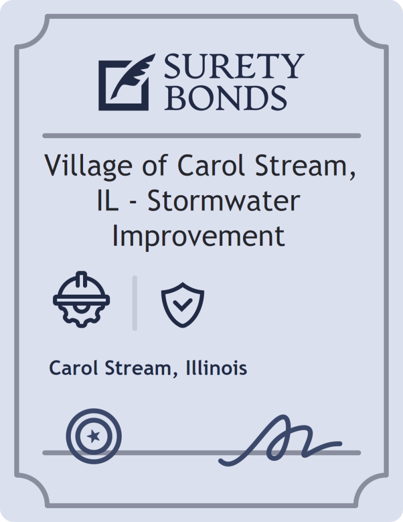 Surety bond badge for Village of Carol Stream, IL - Stormwater Improvement