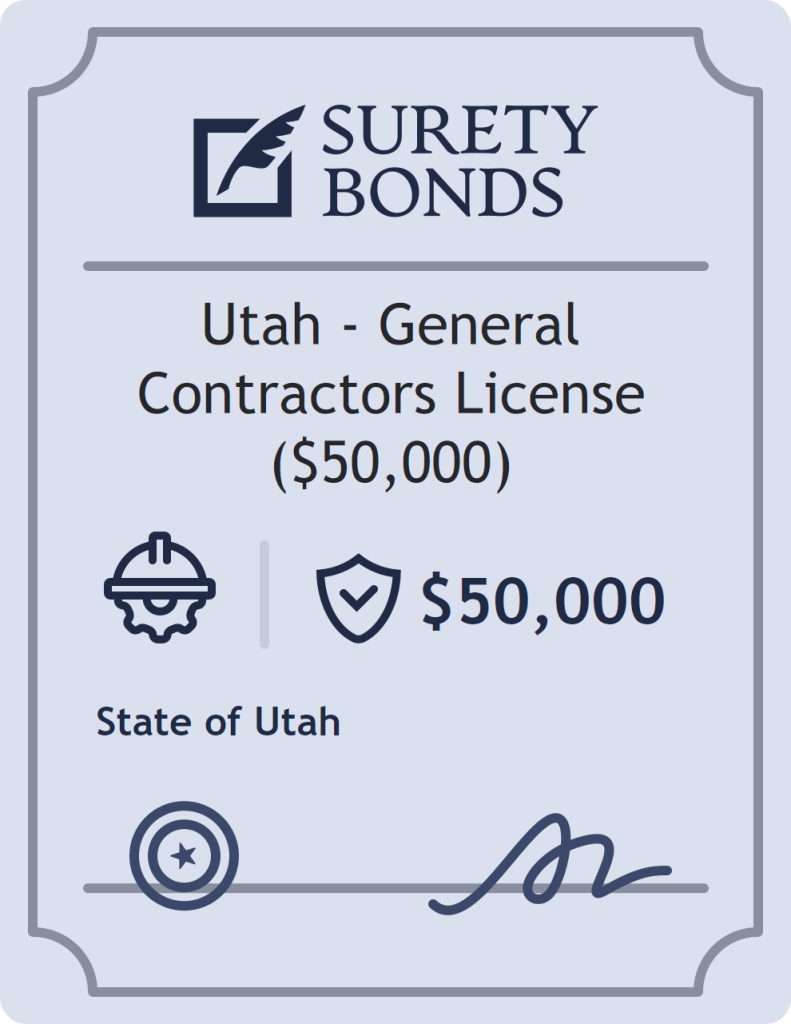 Surety bond badge for Utah - General Contractors License ($50,000)