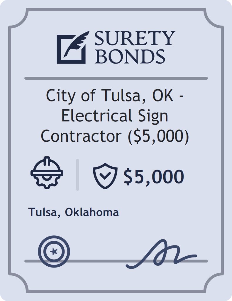 Surety bond badge for City of Tulsa, OK - Electrical Sign Contractor ($5,000)