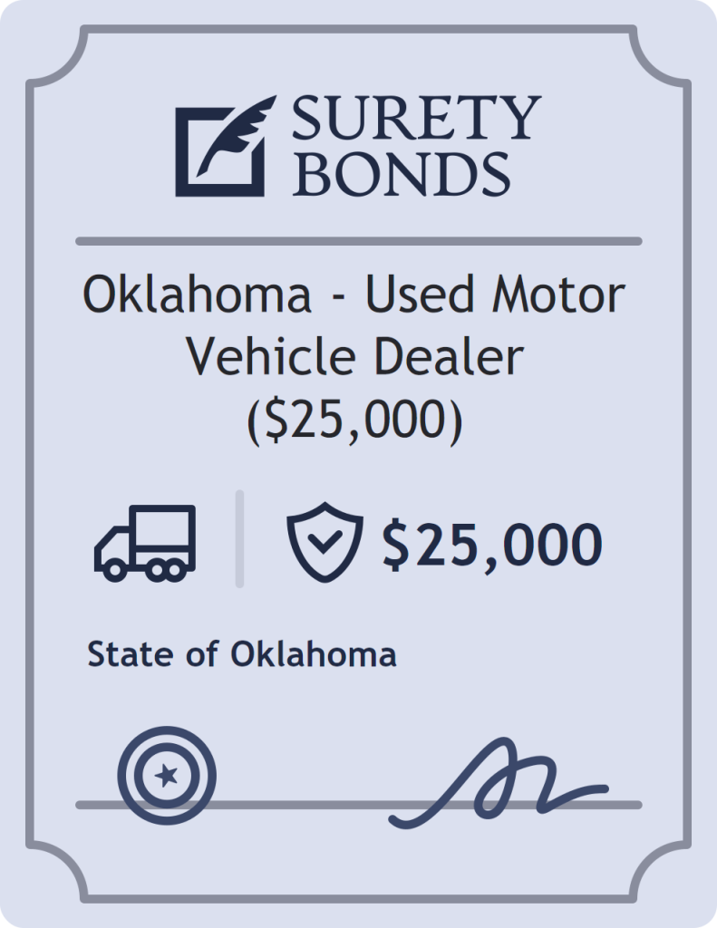 Surety bond badge for Oklahoma - Used Motor Vehicle Dealer ($25,000)