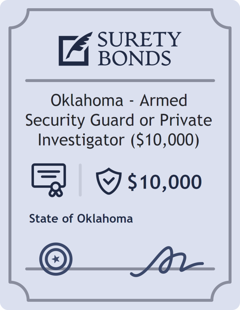 Surety bond badge for Oklahoma - Armed Security Guard or Private Investigator ($10,000)