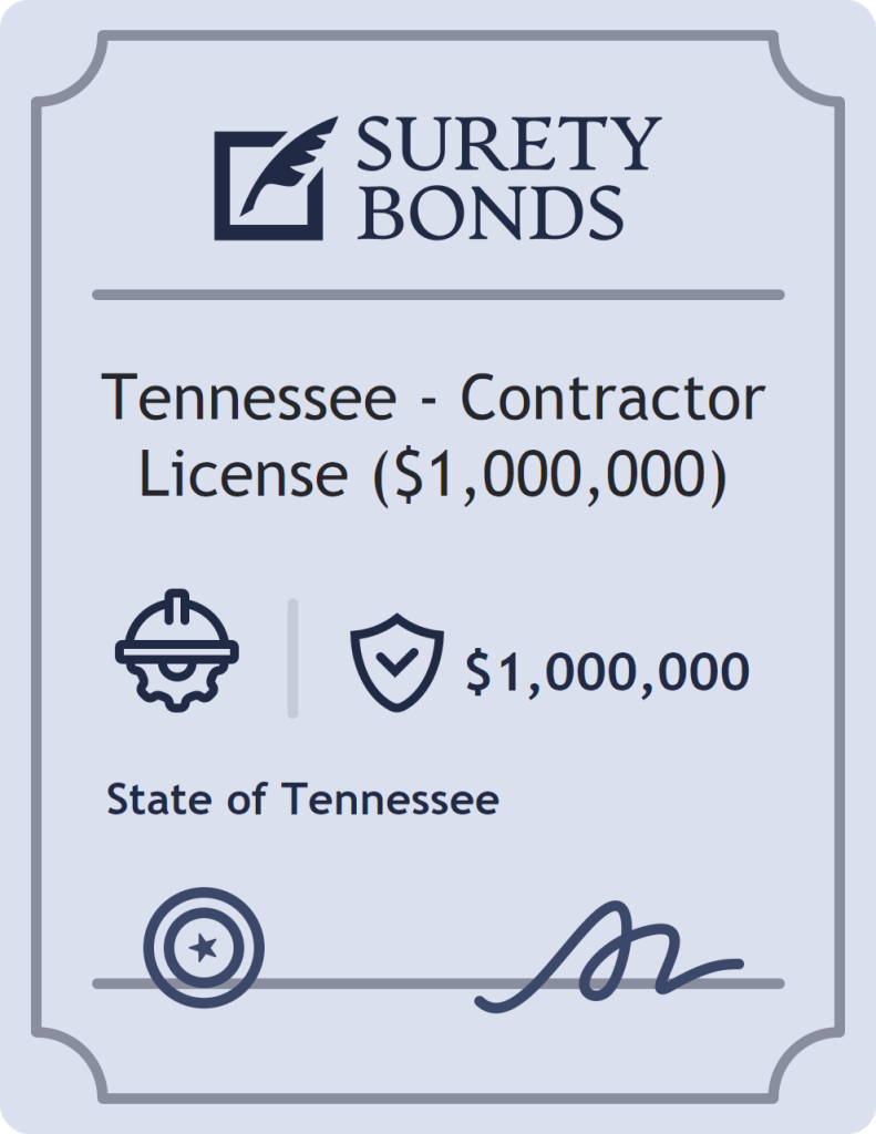 Surety bond badge for Tennessee - Contractor License ($1,000,000)