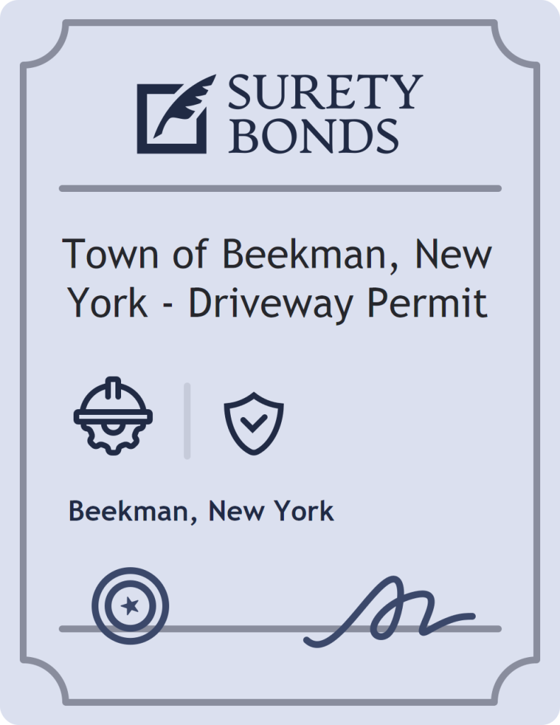 Surety bond badge for Town of Beekman, New York - Driveway Permit