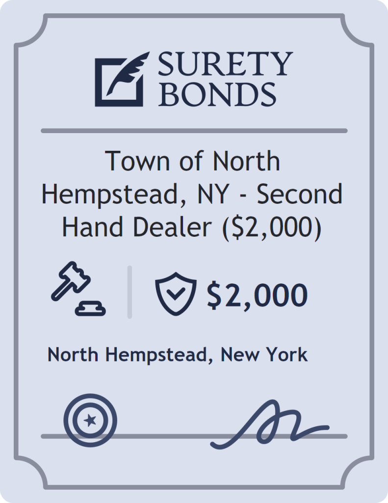 Surety bond badge for Town of North Hempstead, NY - Second Hand Dealer ($2,000)