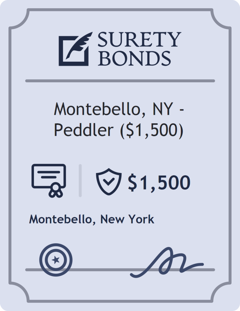 Surety bond badge for Montebello, NY - Peddler ($1,500)