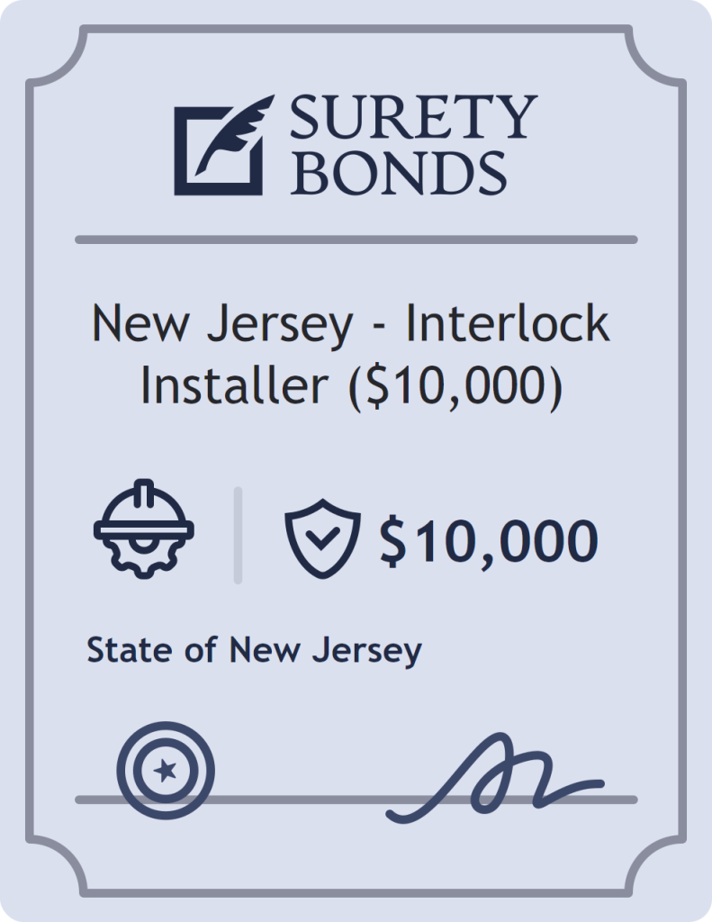Surety bond badge for New Jersey - Interlock Installer ($10,000)