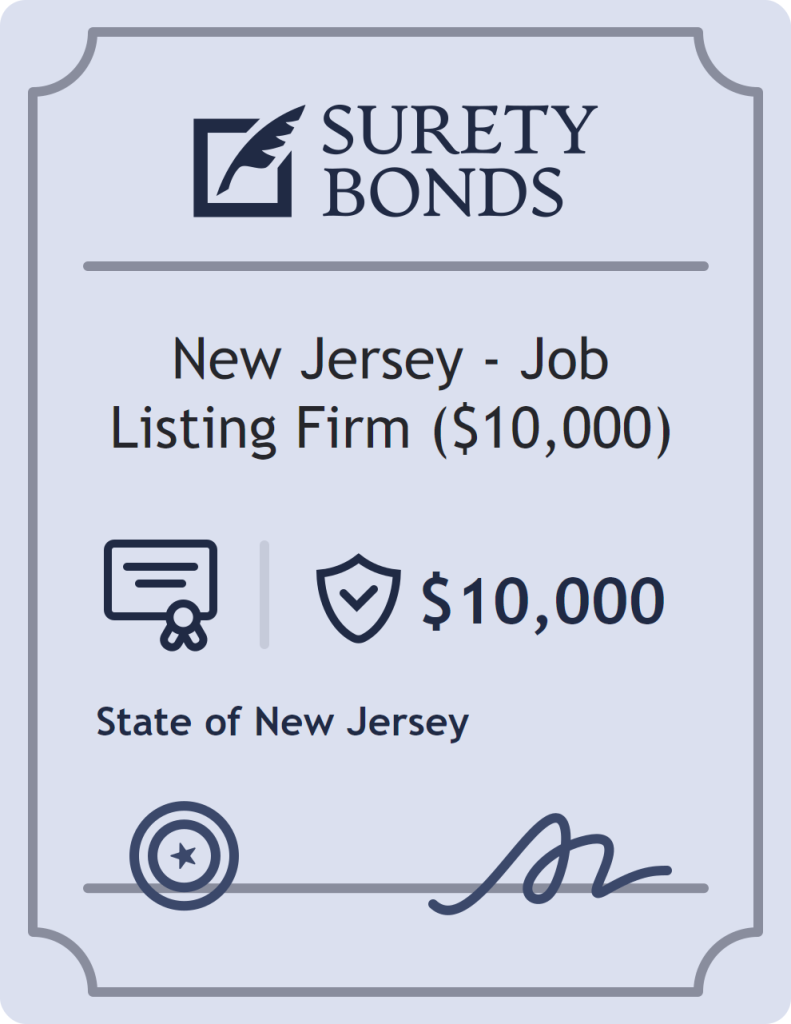 Surety bond badge for New Jersey - Job Listing Firm ($10,000)